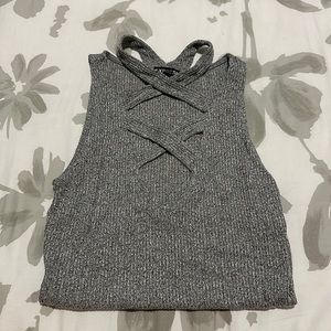 Grey Cotton Strappy Bodysuit